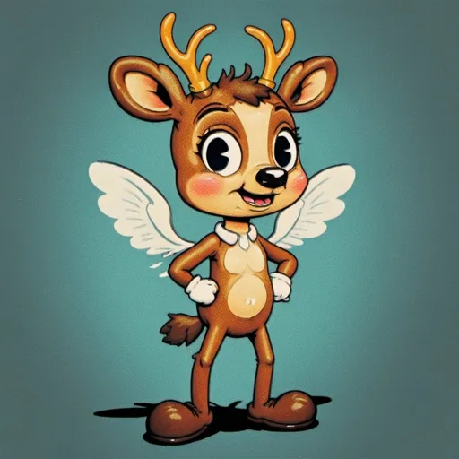 Prompt: Anthropomorphic deer, cottage core, gobbling core, boy cute, angel wings, halo, young