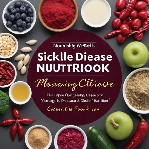 Prompt:  this is the title of my ebook please help me create a cover book. Nourishing Wellness: this is the subtitle please to include it to the cover. A Guide to Managing Sickle Cell Disease Through Nutrition