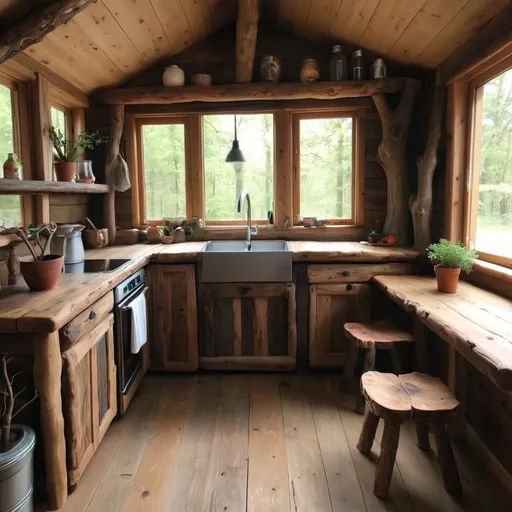 Prompt: rustic treehoaus interieur
