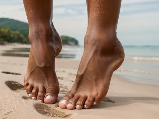 Prompt: human female body part foot pink color sole Photorealistic perfect shaped smooth pretty flawless veiny brown skin Bare feet and soles of a mature black woman curvy wrinkles wrinkled soles, detail in the 5 toes on each foot millions of plantar wrinkles photorealism reality perfect metatarsals,  big curvy high arched size 10 bare feet with 5 toes on each foot and highly detailed photorealistic plantar wrinkles 