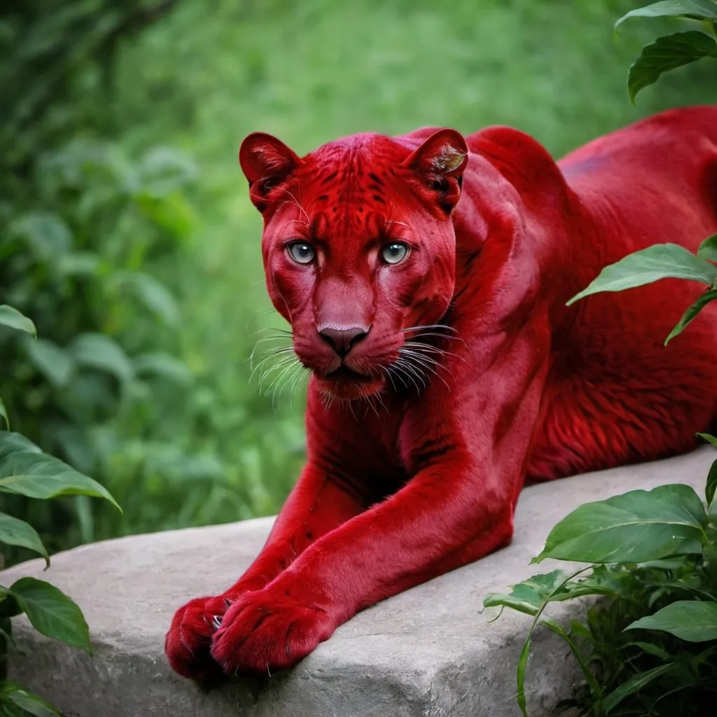 Prompt: a red Panther, photography