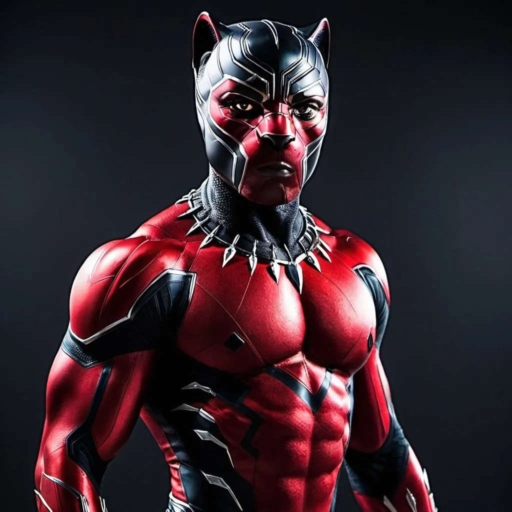 Prompt: a red Panther, photography, + Black Panther the superhero