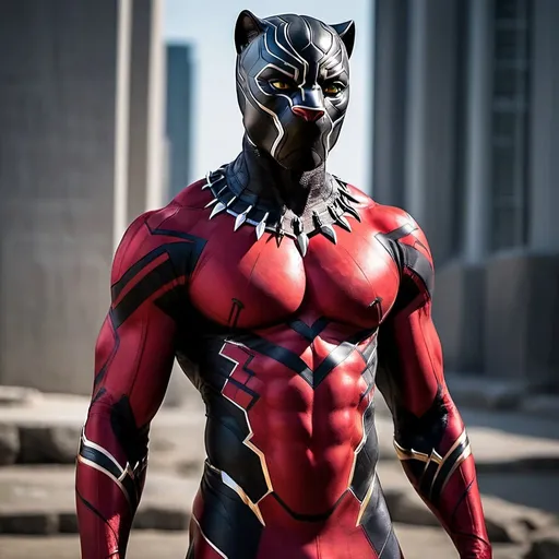 Prompt: a red Panther, photography, + Black Panther the superhero