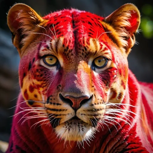 Prompt: Red panther photography, vivid colors, high definition, detailed fur, intense gaze, wildlife, professional, realistic, vibrant lighting, dynamic composition, striking contrast, high quality, 4k, ultra-detailed, photography, wildlife, vivid colors, intense gaze, vibrant lighting, dynamic composition, professional, realistic