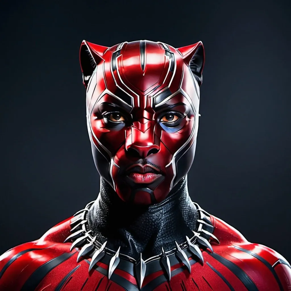 Prompt: a red Panther, photography, + Black Panther the superhero