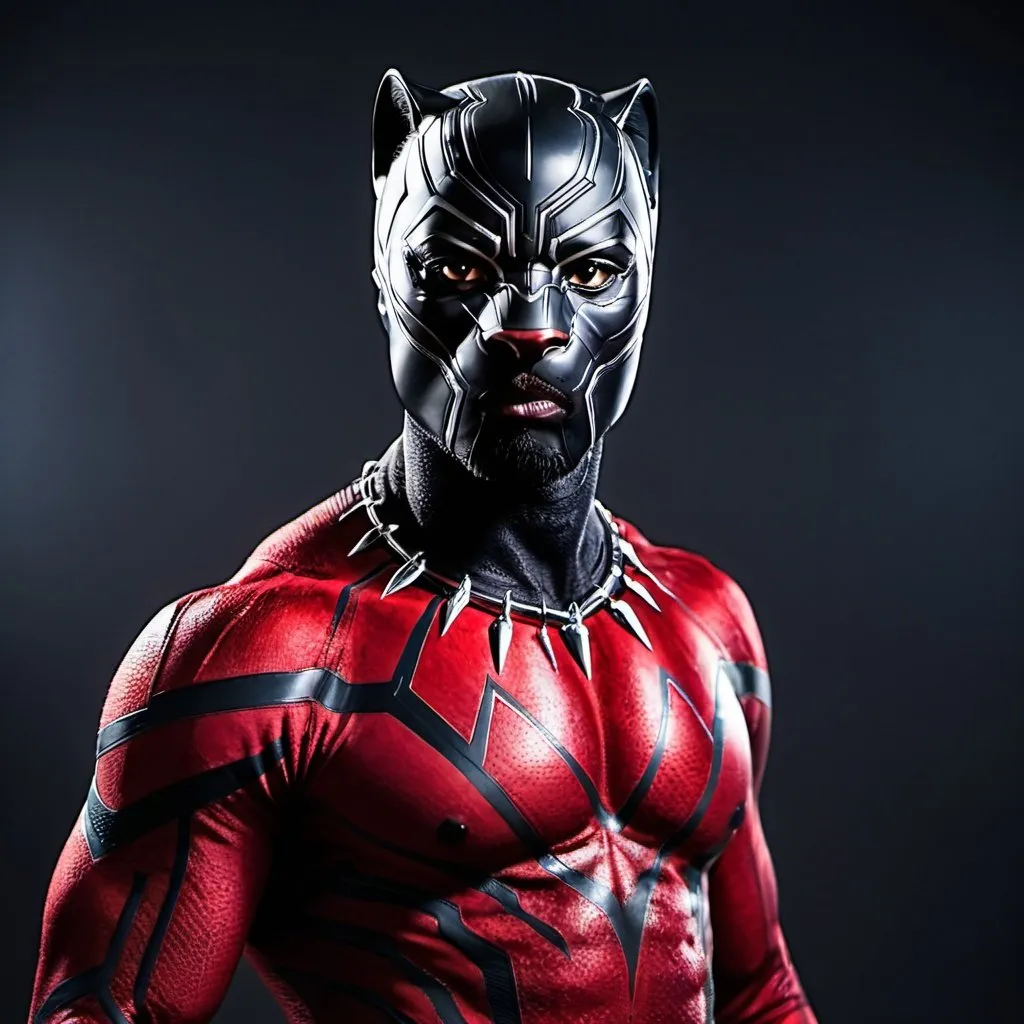 Prompt: a red Panther, photography, + Black Panther the superhero