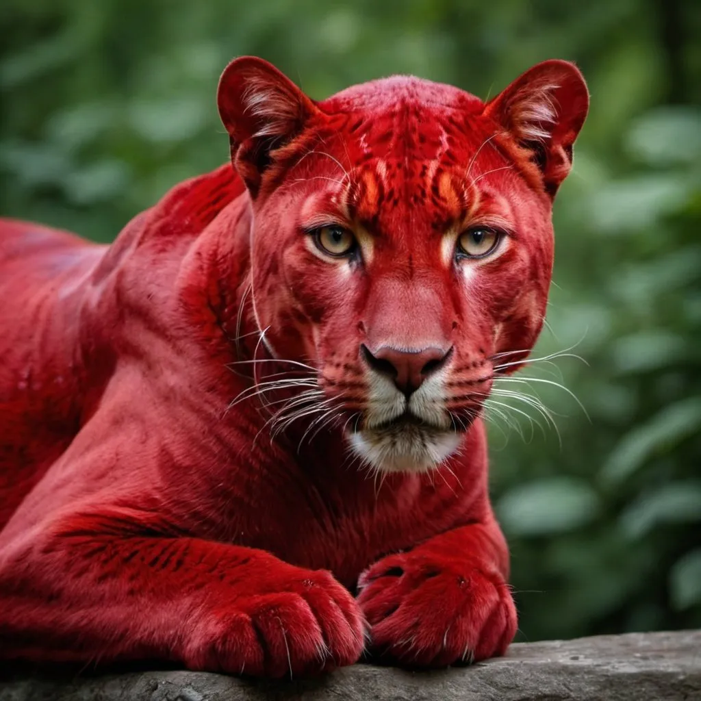 Prompt: a red Panther, photography