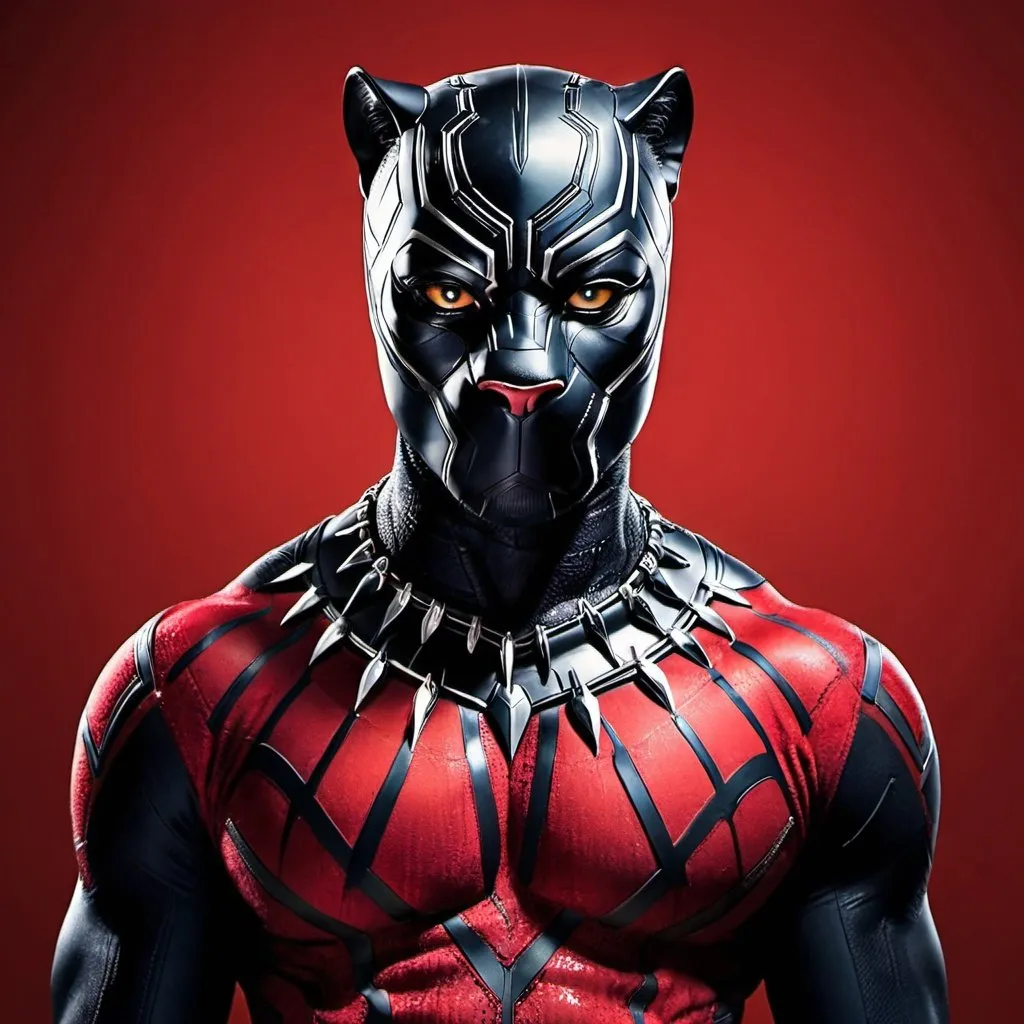 Prompt: a red Panther, photography, + Black Panther the superhero