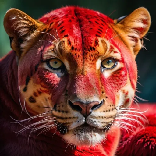 Prompt: Red panther photography, vivid colors, high definition, detailed fur, intense gaze, wildlife, professional, realistic, vibrant lighting, dynamic composition, striking contrast, high quality, 4k, ultra-detailed, photography, wildlife, vivid colors, intense gaze, vibrant lighting, dynamic composition, professional, realistic