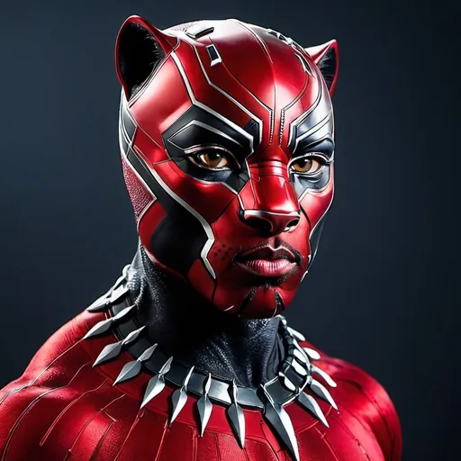 Prompt: a red Panther, photography, + Black Panther the superhero