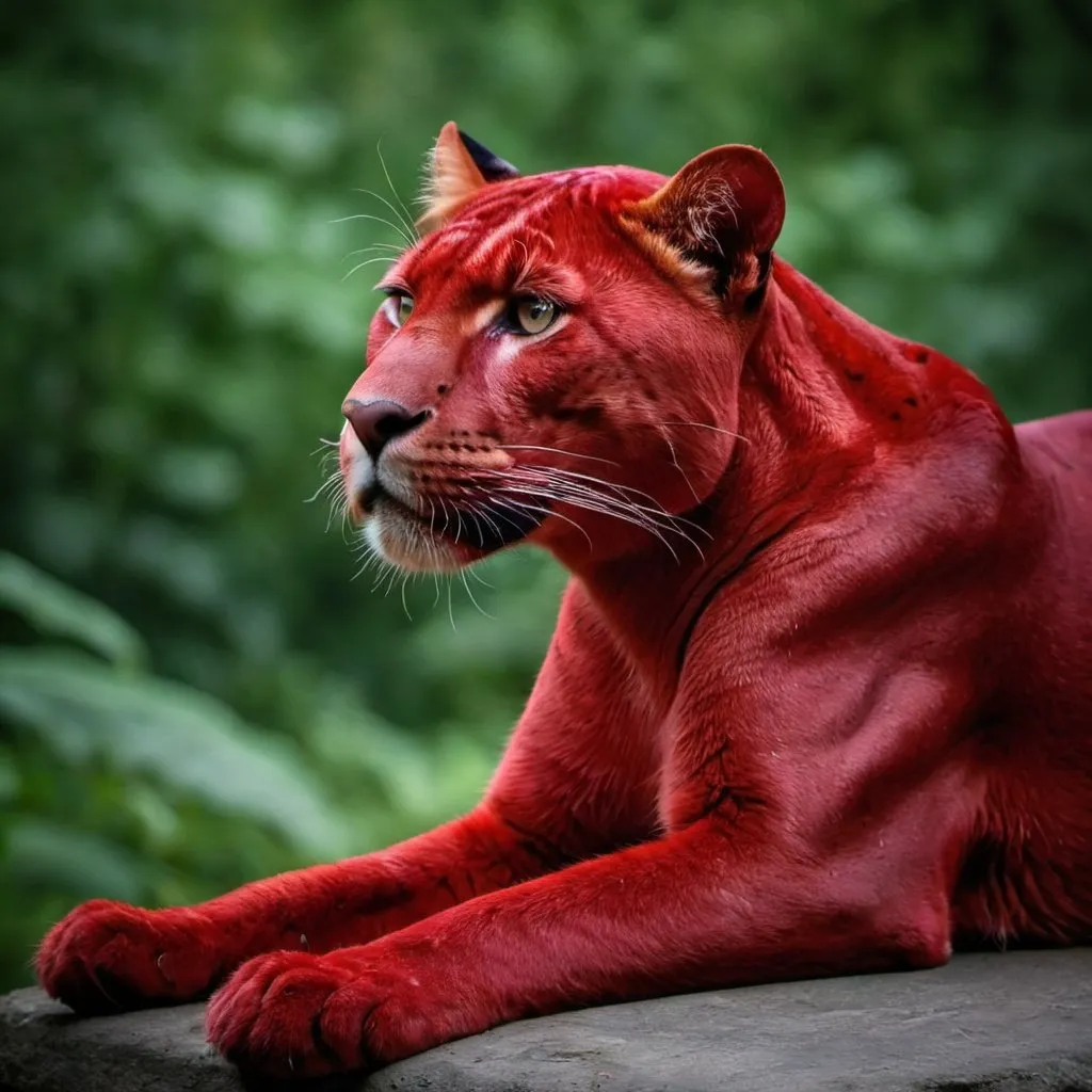 Prompt: a red Panther, photography