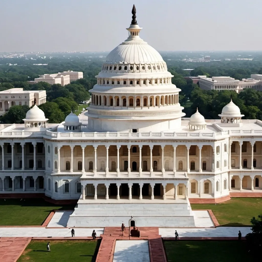 Prompt: Add Mughal architecture to US Capitol 