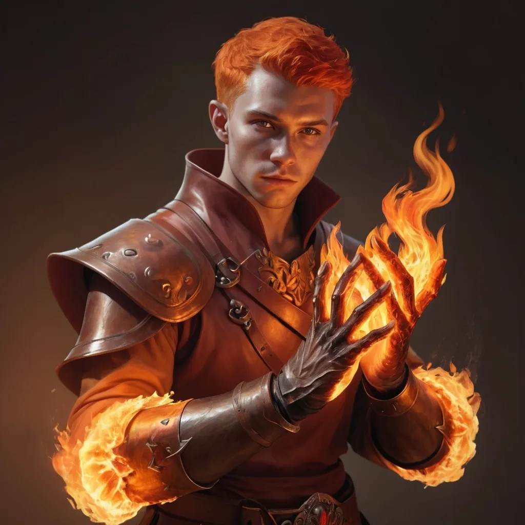 Prompt: hyper-realistic  character with fire hands, fantasy character art, illustration, dnd, warm tone