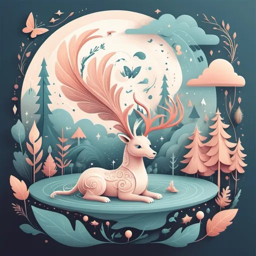 Prompt: Concept: Generate whimsical, dreamlike illustrations with AI, featuring mythical creatures, floating objects, or mystical elements. This style can evoke a sense of creativity and imagination.
Details: Your name or brand could be placed in a dreamy or artistic font, appearing as if it is part of the illustration.