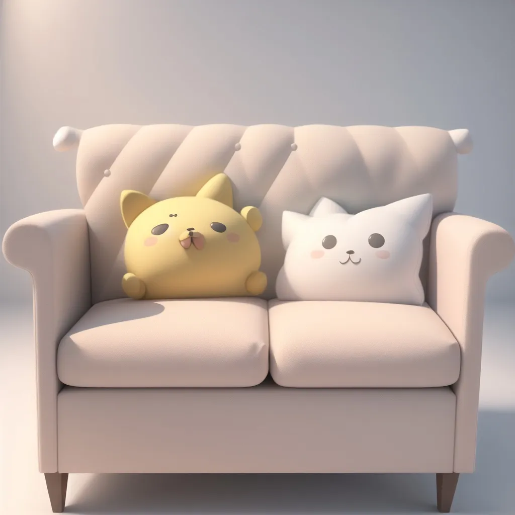 Prompt: sofa,cute,3dzujian,3d rendering,Cartoon material,clean background,white background,blank background