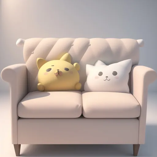 Prompt: sofa,cute,3dzujian,3d rendering,Cartoon material,clean background,white background,blank background