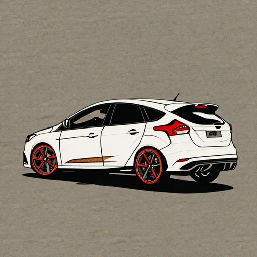 Prompt: a ford focus st white car in 2023 year  <mymodel>