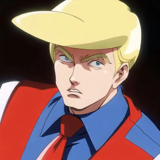 Prompt: 90s anime-style illustration of Donald Trump