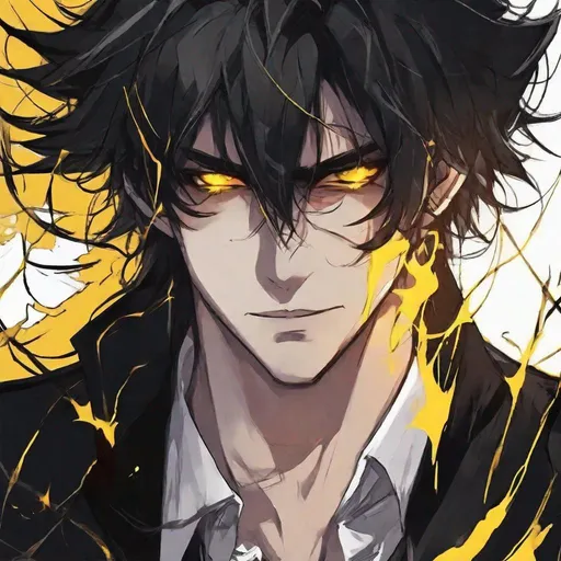 Prompt: male vampire, strong, chainmail, emotionless, black messy medium hair, anime style, long shot,  anime portrait, fantasy art, yellow eyes