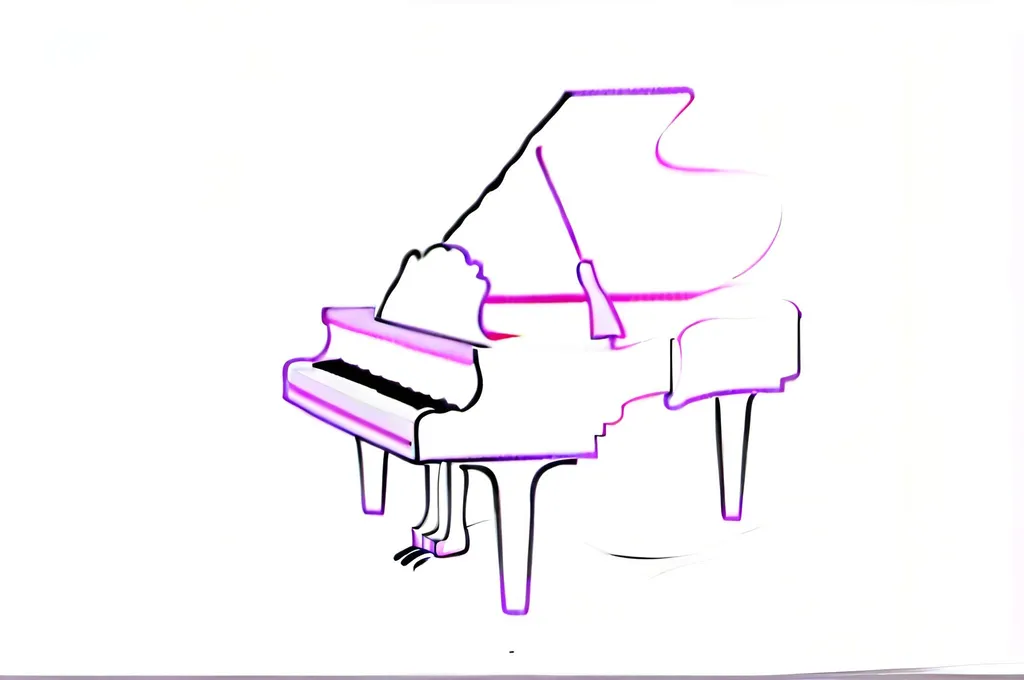 Prompt: Piano logo graphic using single pen line arty stylish expensive