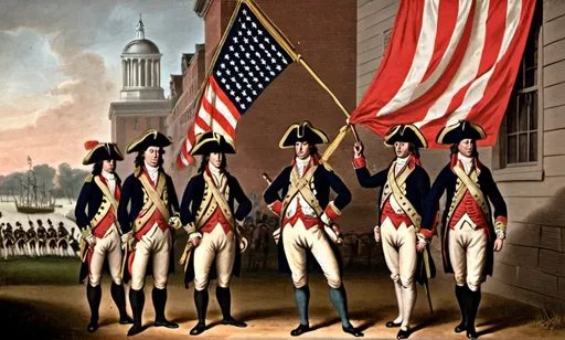 Prompt: The early members of the Sons of Liberty knew they needed a symbol for their organization. In 1767, the members finally adopted their own flag, known as the rebellious stripes flag. It had four white vertical stripes along with five red vertical lines. People began to pay attention to this flag as it linked an event to the Sons of Liberty.

