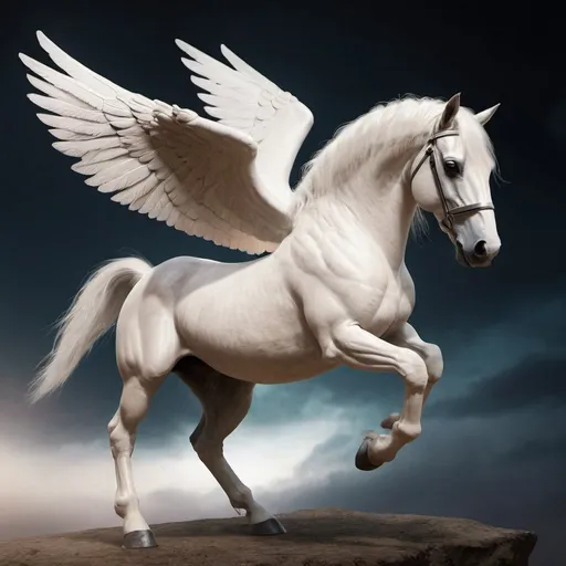 Prompt: add mythical creatures like winged horses