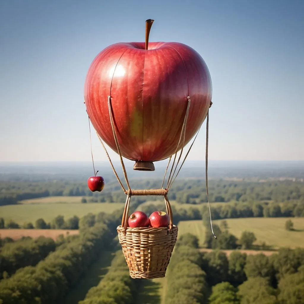 Prompt: An apple as a hot air balloon
