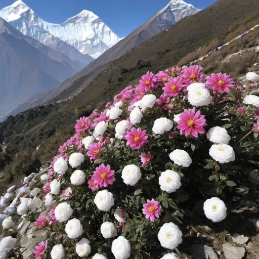 Prompt: Flowers in Everest hill