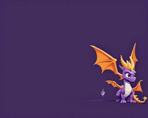 Prompt: (1920 x 1200 resolution) minimalist wallpaper, (Spyro character), clean and simple design, playful and whimsical atmosphere, emphasizing Spyro's iconic features, smooth textures, surrounded by an inviting, airy background, high quality, captivating and serene ambiance, perfect for digital spaces, sleek composition, flat design