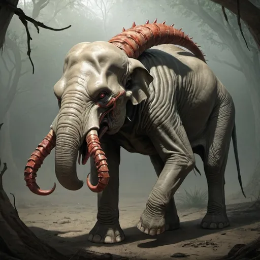 Prompt: Mutant creature from elephant and scorpion