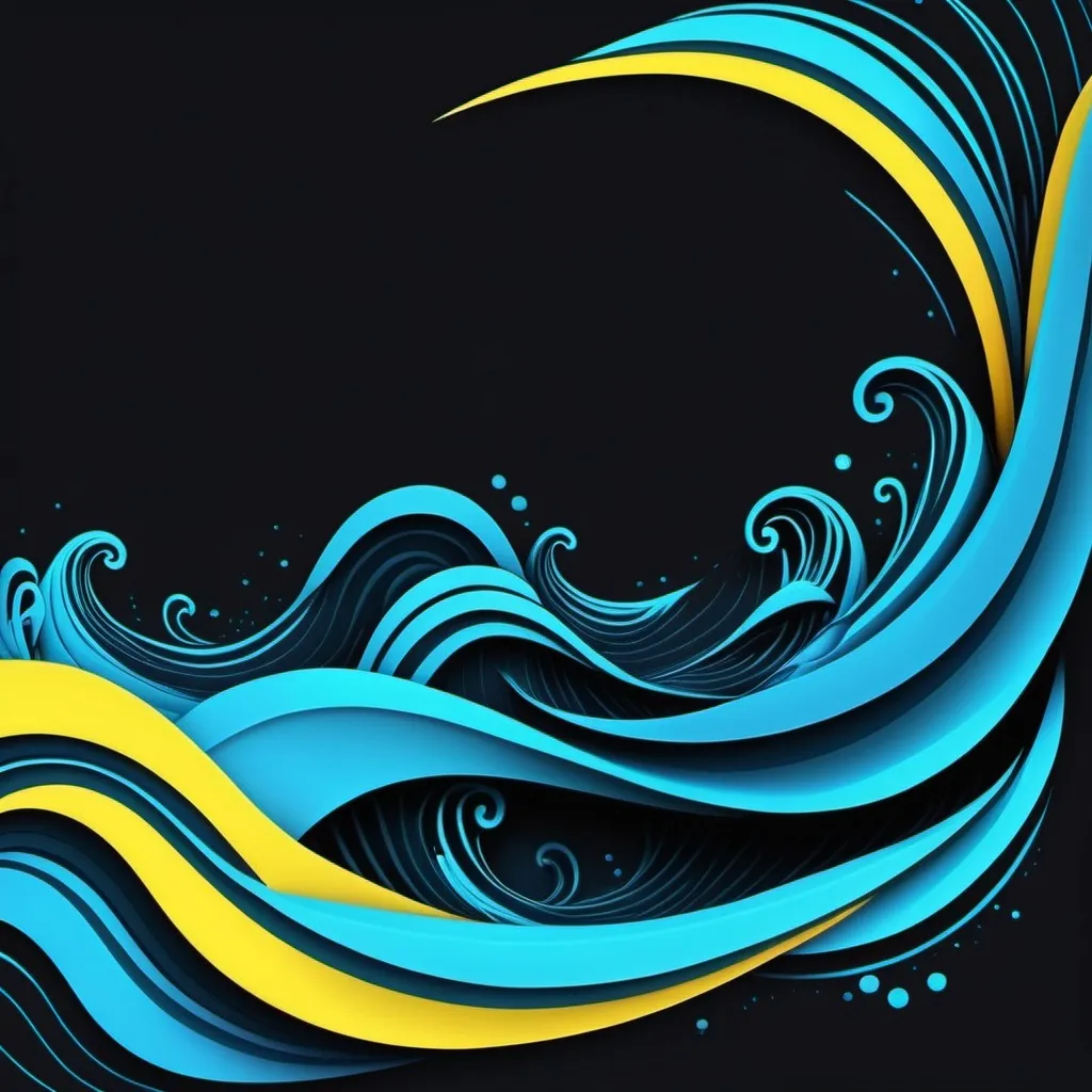 Prompt: Tidal wave banner neon blue black background