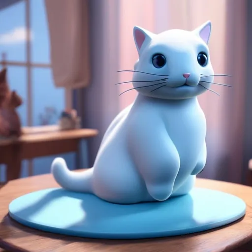 Prompt: the cat beluga from youtbue is sitting on the tabel he is super cute