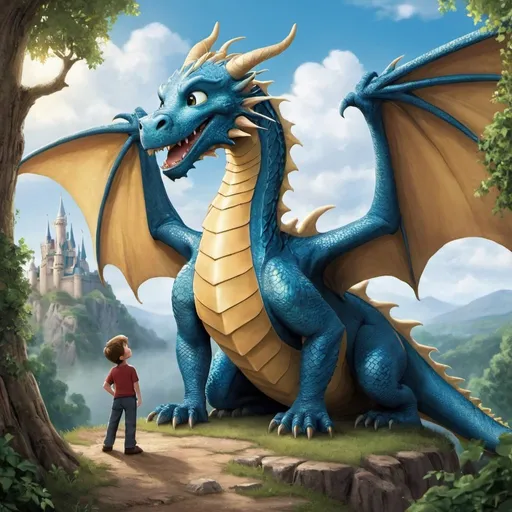 Prompt: create 15
 juvenille art for story -- Title: Eddie and His Dragon: A Tale of Love and Friendship

Once upon a time in a faraway land,
Lived a boy named Eddie, so kind and so grand.
With eyes full of wonder and a heart full of cheer,
He dreamt of adventures, both far and near.

But Eddie was special, not like you or me,
For he had a friend who filled him with glee.
A dragon named Spark, with scales bright and bold,
Together they soared, both fearless and bold.

Their friendship was magic, pure and true,
They laughed and they played in skies so blue.
Through valleys and forests, they'd happily roam,
Their bond growing stronger, far away from home.

In the kingdom of dreams, where love conquers all,
Eddie and Spark were heroes, standing tall.
They helped those in need with their courage so bright,
Spreading love and kindness, both day and night.

In times of trouble, they'd never despair,
For love was their strength, beyond compare.
With every adventure, their friendship would grow,
United forever, with hearts all aglow.

So remember dear children, wherever you go,
Love is the magic that helps you to grow.
Just like Eddie and Spark, in stories untold,
Let love be your guide, as you journey through bold.

With hearts full of love and skies ever blue,
Eddie and Spark share their tale with you.
For in the land of imagination, where dreams take flight,
Love is the power that makes everything right.
