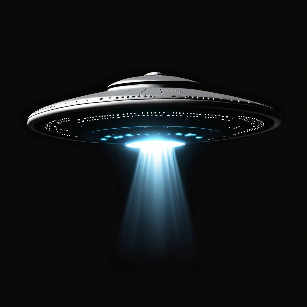 Prompt: ufo in top, black background