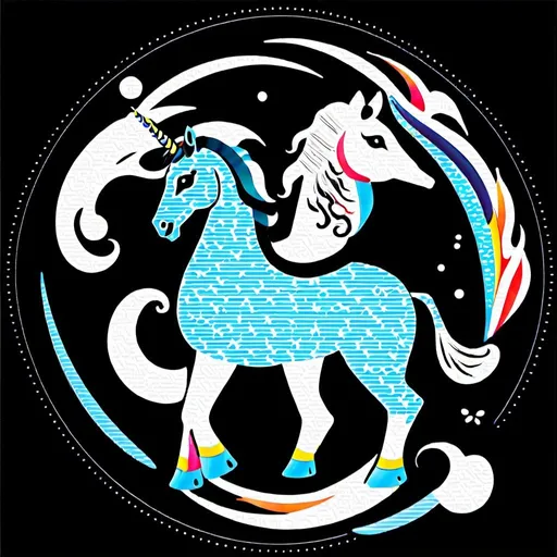 Prompt: Pegasus unicorn seahorse simple coloring page black and white