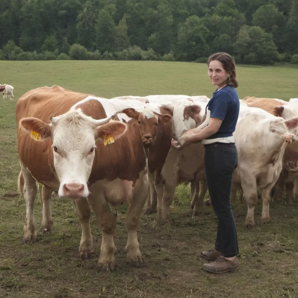 Prompt: getting milk from cows