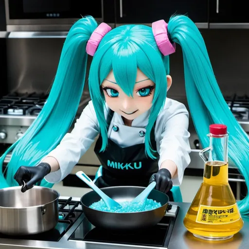 Prompt: HATSUNE MIKU COOKING BLUE METH with HEISENBERG