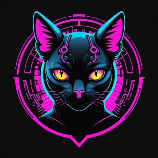 Prompt: logo cyberpunk black cat vector