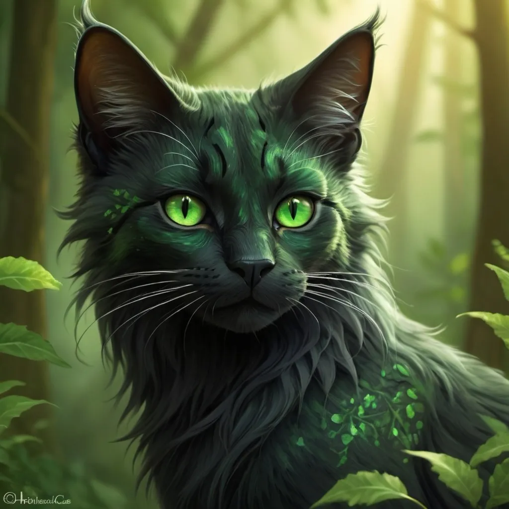 Prompt: HollyLeaf from Warrior Cats, with holly under her ears