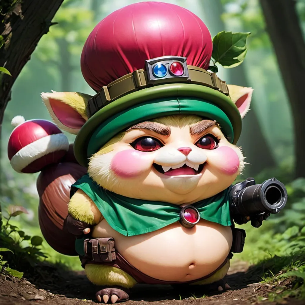 Prompt: teemo from league of legends, obese, inflate hit
