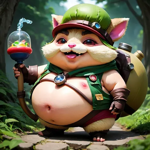 Prompt: teemo from league of legends, obese, inflate hot
