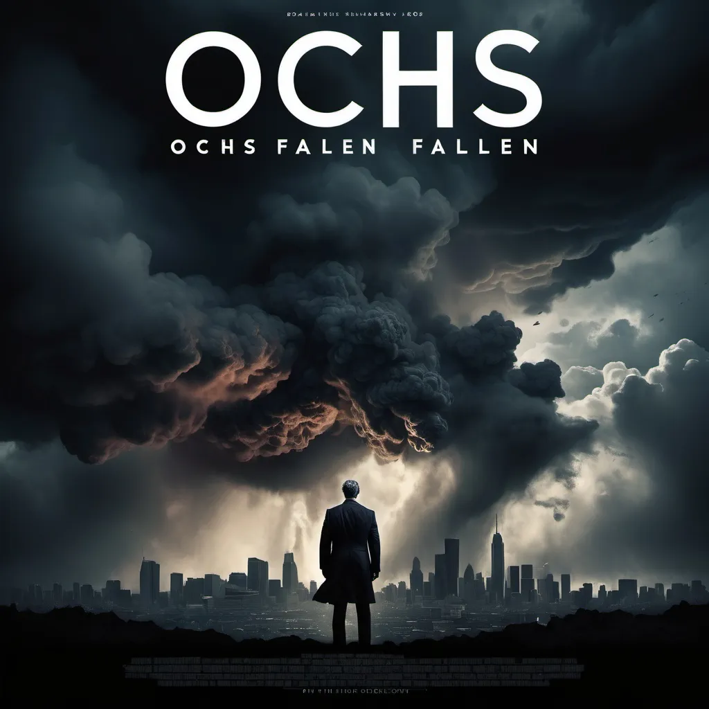 Prompt: Dramatic poster, "Ochs Has Fallen," with bold, striking typography, in dark, moody colors, emphasizing a sense of urgency and tension, swirling clouds in the background, foreboding atmosphere, subtle text "Get a job" layered in a sophisticated font, high contrast lighting, heavy shadows, 4K resolution, ultra-detailed artistic rendering, capturing an impactful, cinematic vibe. use real words