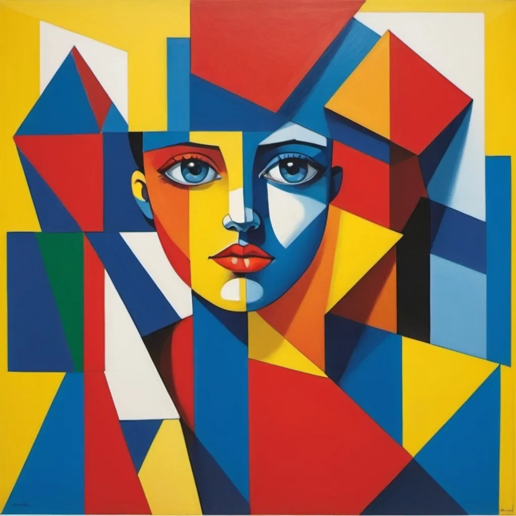 Prompt: cubism in primary colors