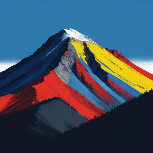 Prompt: mountain in primary color
