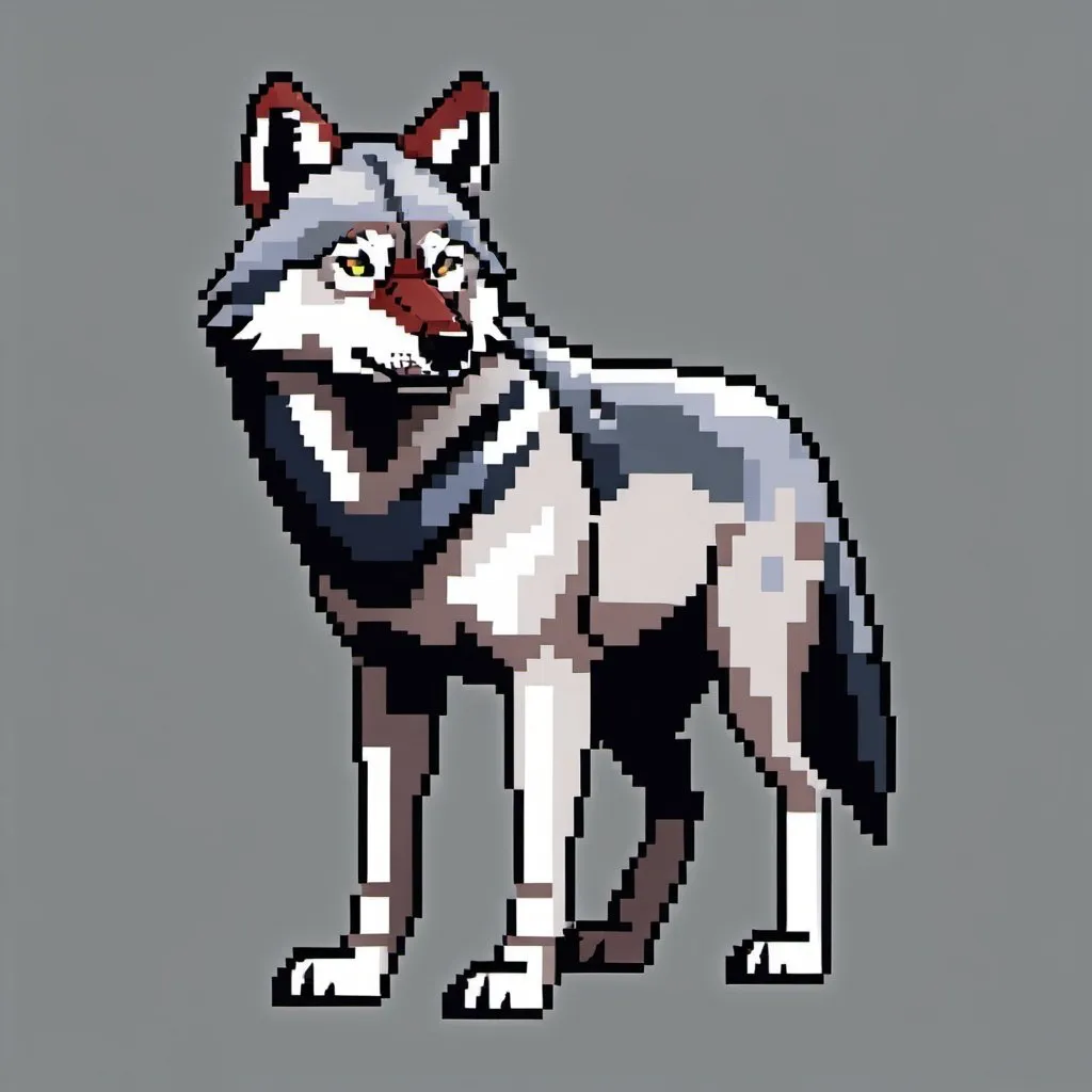 Prompt: very basic wolf pixel artwork