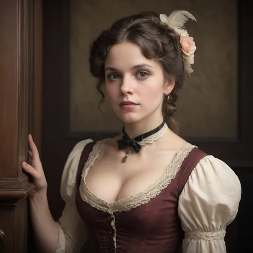 Prompt: An 1800s theme cinematic photo of an enchanting and alluring woman, .