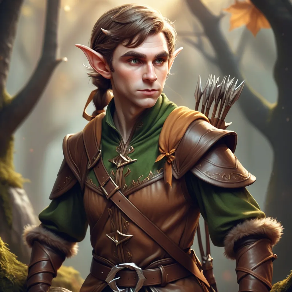 Prompt: hyper-realistic Elf character with bow, fantasy character art, illustration, dnd, warm tone