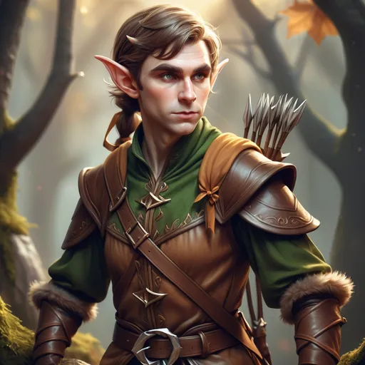 Prompt: hyper-realistic Elf character with bow, fantasy character art, illustration, dnd, warm tone