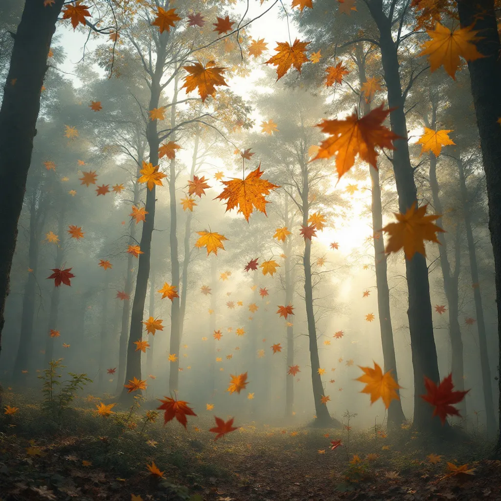 Prompt: Beautiful landscapes with floating leaves 