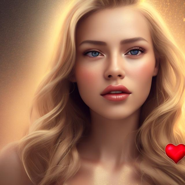 Prompt: love, red hearts falling from the sky. beautiful blond woman. feel of luxury. Realistic shading and lighting, fine details. red and golden shiny colors and shiny background. photo realistic. Resolution: 4k.